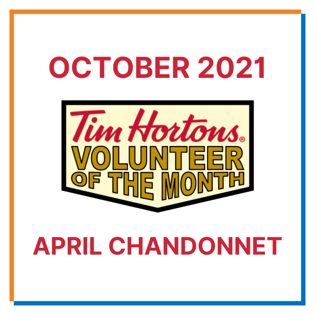October 2021 Tim Hortons Volunteer of the Month