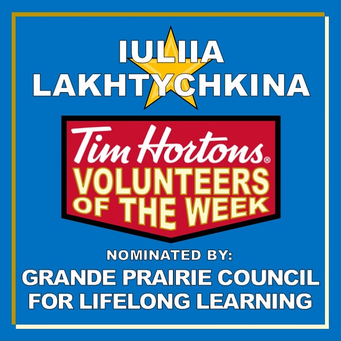 Iuliia Lakhtychkina nominated by Grande Prairie Council for Lifelong Learning