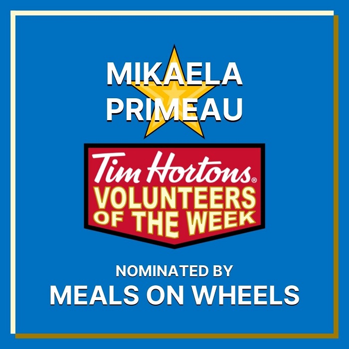 Mikaela Primeau nominated by Meals on Wheels