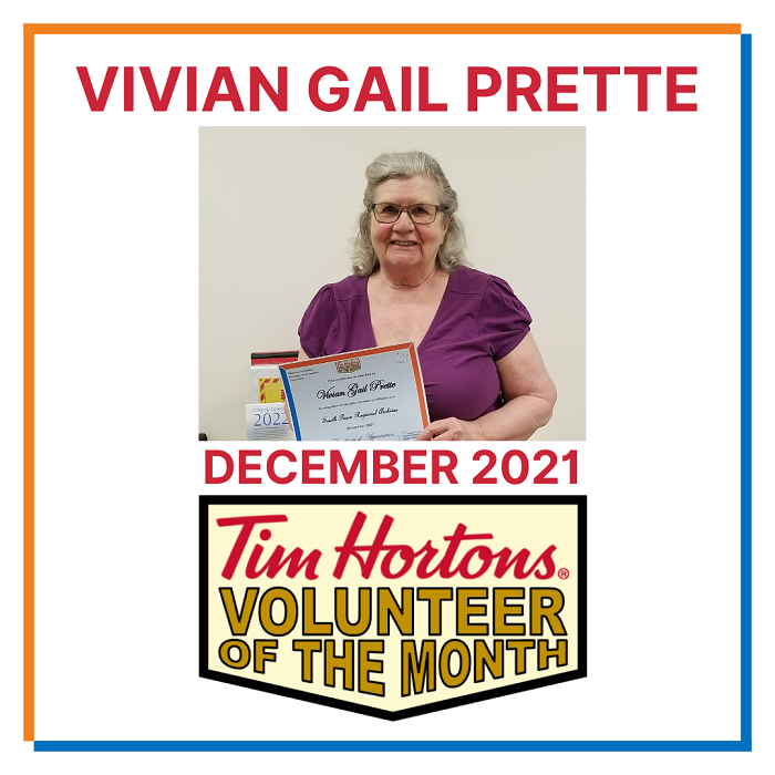 December 2021 Volunteer of the Month Vivian Gail Prette