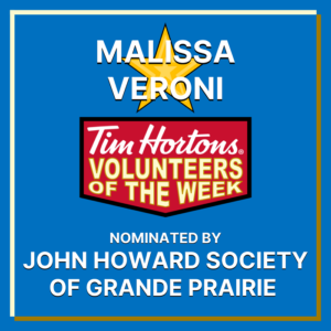 Malissa Veroni nominated by the John Howard Society of Grande Prairie