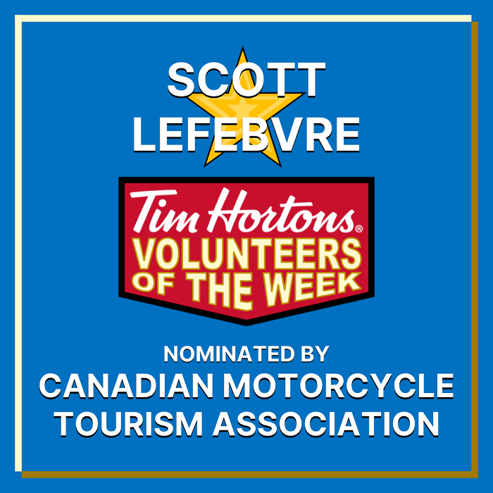 Scott Lefebvre nominated by Canadian Motorcycle Tourism Association