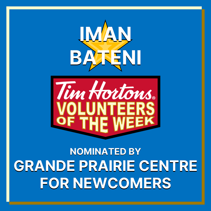 Iman Bateni nominated by Grande Prairie Centre for Newcomers