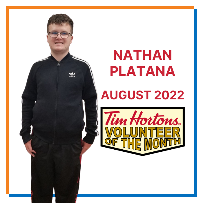 August 2022 Volunteer of the Month Nathan Platana