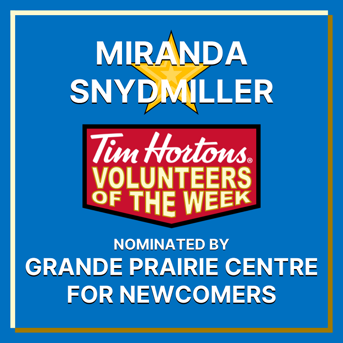 Miranda Snydmiller nominated by Grande Prairie Centre for Newcomers